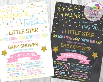 Twinkle Twinkle Little Star Baby Shower Invitation, Gender Neutral Baby Shower Invitation, Baby Sprinkle Invitation, Baby Shower Invite