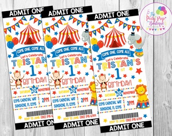 Circus Invitation, Circus Ticket Invite, Circus Party, Carnival Invitation, Big Top Invitation, Circus Birthday, Circus Printable Invitation
