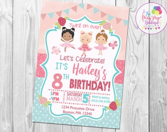 Ballerina Invitation, Ballet Invitation, Ballerina Party, Ballerina Birthday, Digital Ballet Invite, Ballerina Invite, Glitter Ballerina