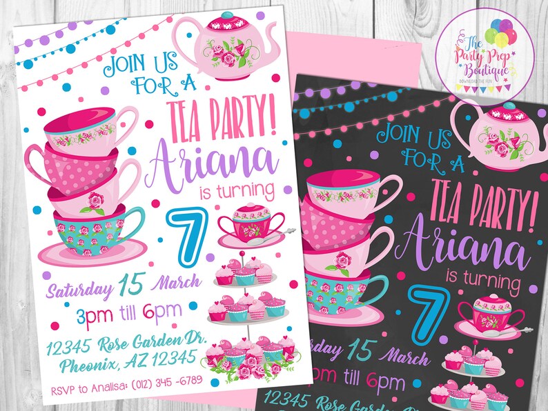 Tea Party Invitation, Kids Tea Party Invite, Girls Tea Party, Tea Party