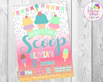 Ice Cream Invitation, Ice Cream Party, Ice Cream Birthday, Summer Invitation, Ice Cream Printables, Ice Cream Invite, Ice Cream Cone Party