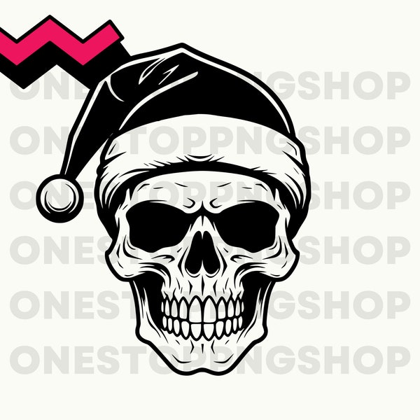 Christmas Santa Skeleton PNG, Santa Skeleton SVG, Skull Christmas hat, Scary christmas, halloween christmas png, badass santa, dad santa