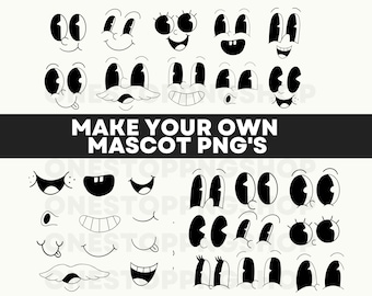 Retro Mascot PNGs, Retro Character Faces, Retro Faces, mascot maker, mascot face pngs, character faces, old timey character pngs, retro face