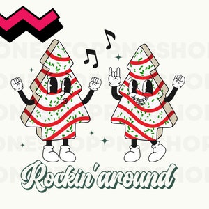 Kleine Debbie Weihnachtskuchen Png, Rockin um den Weihnachtsbaum, Weihnachtsbaum svg, Tis The Season png, Retro Weihnachten png, groovy