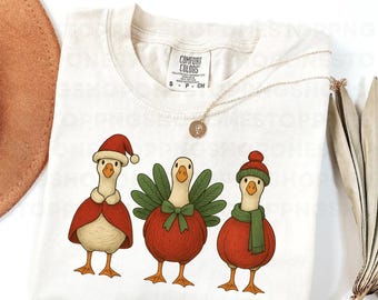 Christmas goose PNG, holiday goose clipart, cute goose in Santa hat, festive goose illustration, Christmas digital art, winter goose design