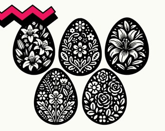 Blommiga påskägg SVG-klippfil, Glad påsk SVG, påskägg PNG, vårsvg, påskägg Clipart, påsktröjasvg, vårklippfil