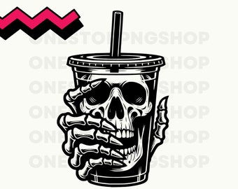 Skeleton Coffee PNG, Skeleton Holding Coffee, death before decaf SVG, Coffee Skeleton PNG, Boba Drink, Iced Coffee shirt, Iced Coffee lover