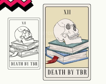 Death by TBR Tarot Card PNG, Book Tarot Card SVG, Reading Tarot Card, Reading Tarot Card png, tarot card svg, Death by tbr, tbr pile, book