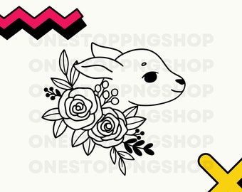 Koza PNG, Koza z kwiatami png, Słodka koza png, Koza svg, Koza svg, kwiatowy koza png, kwiaty kozy, clipart kozy