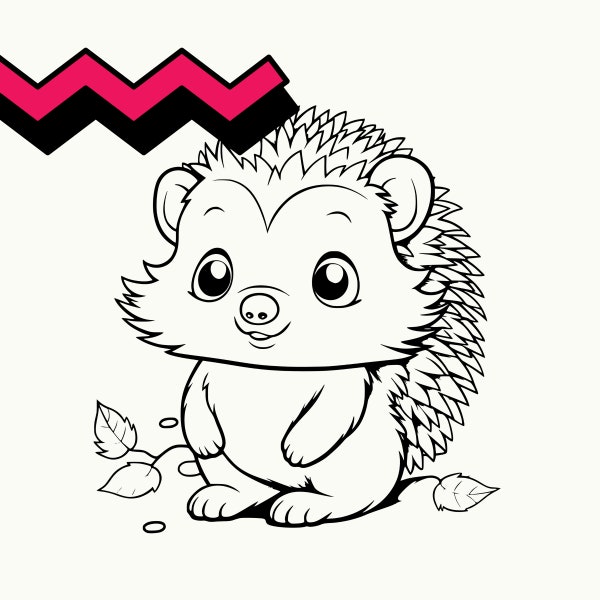 Cute Hedgehog SVG, Hedgehog PNG, Hedgehog clipart, Hedgehog cut file, Hedgehog color page, kids hedgehog coloring book