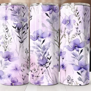 Aquarell Lavendel Tumbler Wrap 20 Unzen, Lavendel Wildblumen Tumbler Sublimation Design digitaler Download, lila Blumen Tumbler Wrap