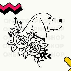 Floral Beagle PNG, Beagle PNG, Beagle svg, Beagle mom png, Beagle dog outline, Beagle with flowers, Beagle silhouette, Beagle puppy