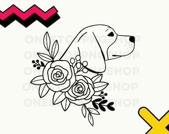 Bloemen Beagle PNG, Beagle PNG, Beagle svg, Beagle moeder png, Beagle hond contour, Beagle met bloemen, Beagle silhouet, Beagle puppy