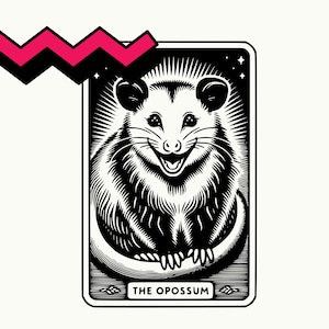 The Opossum Tarot Card, Possum Tarot Card, Opossum PNG, Opossum lover, opossum clip art, tarot card funny png, cottagecore tarot card