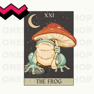 La carte de tarot de grenouille PNG, Frog PNG Frog Lover clip art, frog clip art, carte de tarot Cottagecore, cottagecore png, carte de tarot sorcière