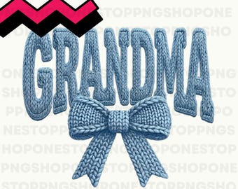 Grandma Coquette Crochet PNG, Knitted Letters Bow Sublimation Design, Faux Latch hook yarn Grandma PNG for Shirts, Crochet Texture Clipart
