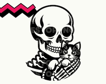 Esqueleto con gato SVG, Esqueleto de gato png, Esqueleto y gato clipart, esqueleto clipart, amante de los gatos png, esqueleto cricut, Esqueleto svg, dama gato
