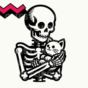 Skeleton and Cat SVG, Cat skeleton png, Skeleton and cat clipart, skeleton clipart, cat lover png, skeleton cricut, Skeleton svg, cat lady