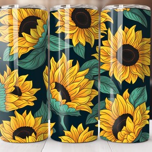 Sunflower Tumbler Wrap, Sunflower 20oz Skinny Tumbler PNG, Spring Tumbler Sublimation Design Digital Download, Yellow