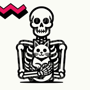 Skeleton and Cat SVG, Cat skeleton png, Skeleton and cat clipart, skeleton clipart, cat lover png, skeleton cricut, Skeleton svg, cat lady