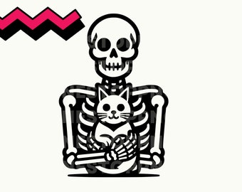 Esqueleto y gato SVG, Esqueleto de gato png, Esqueleto y gato clipart, esqueleto clipart, amante de los gatos png, esqueleto cricut, Esqueleto svg, dama gato