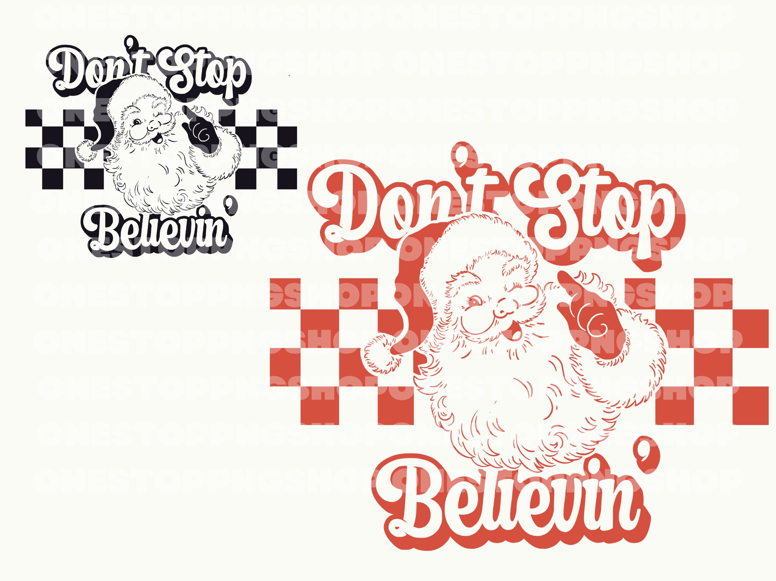 Don't Stop Believing Santa Png, Santa Claus Svg, Retro Santa Png