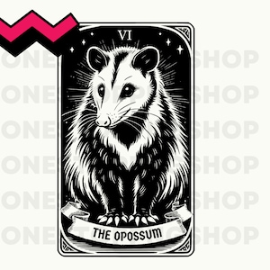 Die Opossum-Tarot-Karte, Opossum-Tarot-Karte, Opossum PNG, Opossum-Liebhaber, Opossum-Clipart, lustige Png-Tarotkarte, Cottagecore-Tarotkarte