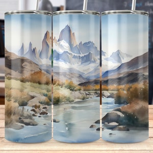 Aquarell Patagonien Tumbler Wrap, Chile Tumbler Wrap, Aquarell Argentinien, Wandern Tumbler Wrap, Patagonia Art Tumbler, Patagonia Travel