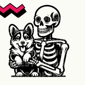 Skeleton With Dog SVG, Skeleton Corgi SVG, Dog skeleton png, Skeleton and Dog clipart, skeleton clipart, Dog lover png, skeleton cricut