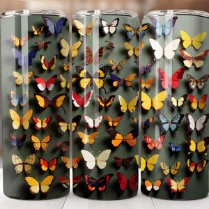3D Butterflies 20oz Skinny Tumbler PNG, 3D Tumbler Wrap Sublimation Design Digital Download, Paper Cut Butterfly Tumbler Wrap