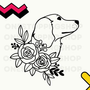 Golden Retriever floral PNG, Golden Retriever PNG, Golden Retriever svg, Golden Retriever mom png, Golden Retriever outline
