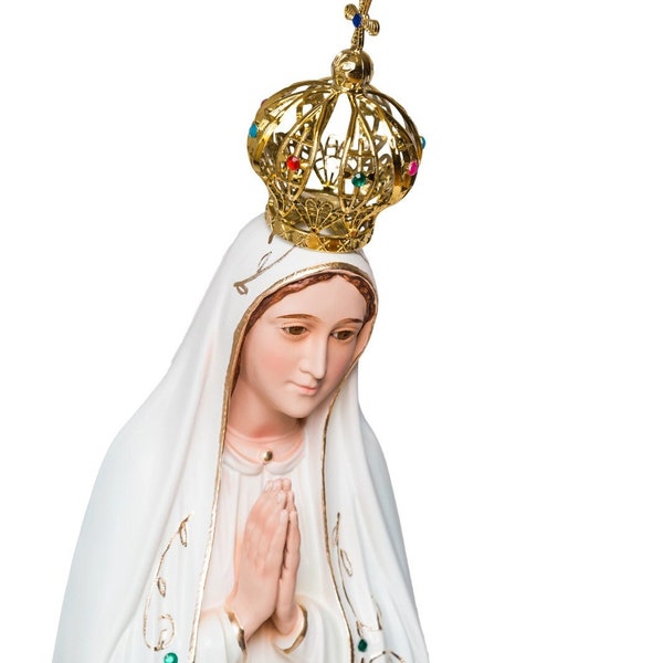 Statue religieuse Notre-Dame de Fatima Vierge Marie fabriquée au Portugal 29,5 pouces