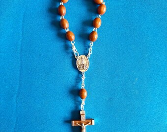 Small Rosary of Our Lady Fátima Wood, for Car or pocket