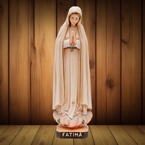 Statue en bois Notre-Dame de Fátima 17 cm / 6,5"
