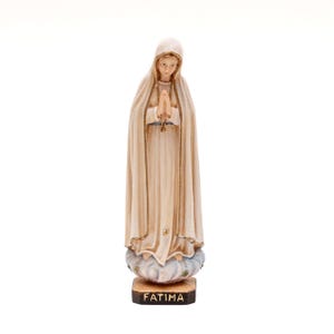 Our Lady Of Fatima Wooden Virgin Mary Religious Statue Made in Portugal 5.1 Inch