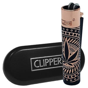1 x navulbare metalen clipper-aansteker WEED ROSE GOUD van volledige grootte met geschenkdoos!