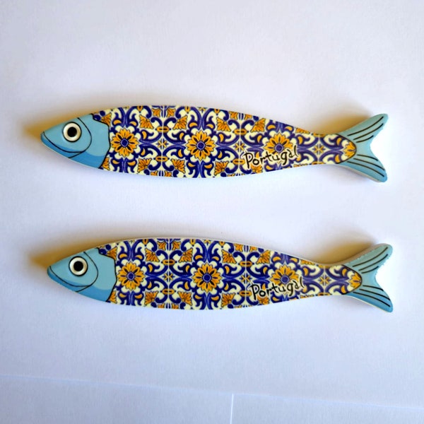 2 x Magnetic Ceramic Sardine Portuguese / Traditional Sardine Ceramic / Glazed Sardines
