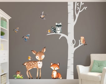 Animaux Arbre Singe Hibou Vinyle Amovible Mur Autocollant Stickers Kid room decor