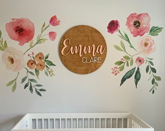 JESSICA&#39;S FARMHOUSE 14 pcs Single Flowers Bouquet Wall Decal Peonies Roses Wall Mural Watercolor Floral Blossoms made in Vinyl and Fabric