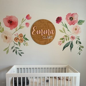 JESSICA'S FARMHOUSE 14 pcs Single Flowers Bouquet Wall Decal Peonies Roses Wall Mural Watercolor Floral Blossoms made in Vinyl and Fabric