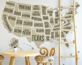 Wall Decal America MAP Nursery Decor USA map Wall Decor Removable Vinyl United States Map Easy to Install