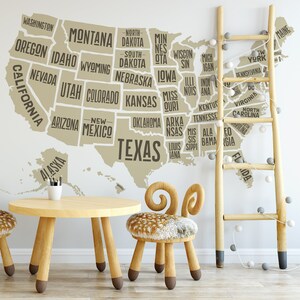 Wall Decal America MAP Nursery Decor USA map Wall Decor Removable Vinyl United States Map Easy to Install
