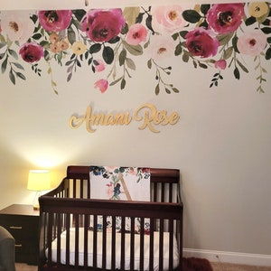 JESSICA&#39;S FARMHOUSE Floral Wall Decal Peonies Roses Wall Mural Floral Wallpaper Watercolor Flowers Blossoms made in Vinyl and Fabric