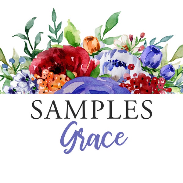 SAMPLES GRACE Cranberry Grape Wild Peonies & Blooms Bohemian Vintage Watercolor Flowers Blossoms Wall Decals Peel and Stick Removable