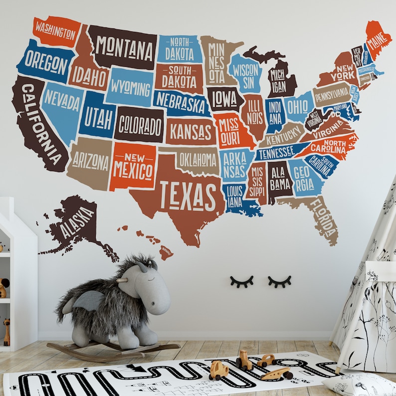 SAMPLES Wall Decal America MAP Nursery Decor USA Map Wall Etsy Canada