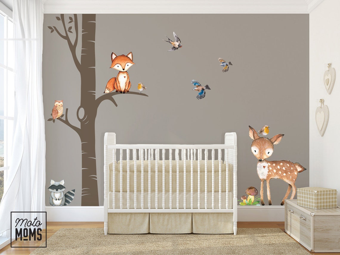 Woodland Trees Nursery Wall Decor 1 Ancient Tree Watercolor Etsy