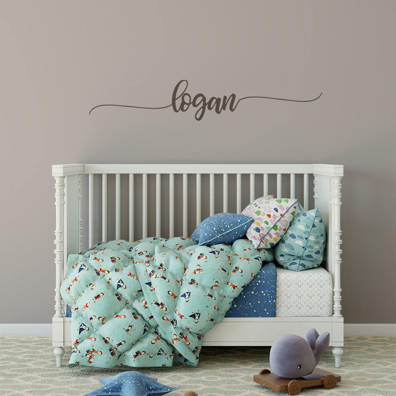 Name Wall Decal Girl Nursery Decor Monogram Wall Decal Boy Etsy