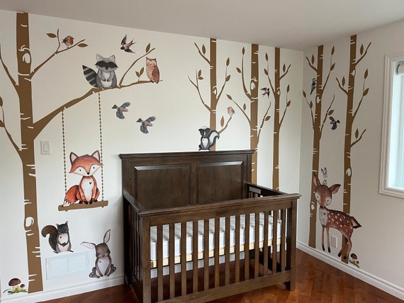 Autocollant Mural Grand Arbre Oiseau Pour Chambre D'enfant, Dessin