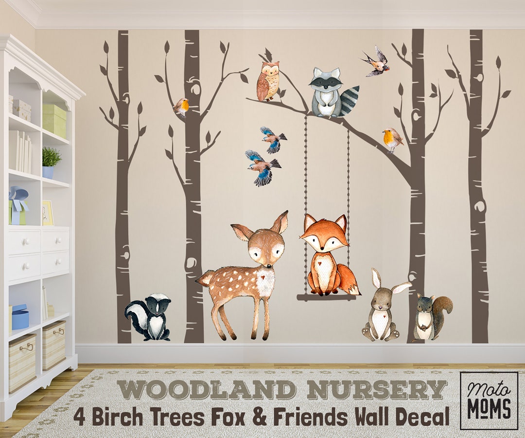 1 ensemble Woodland Animal sticker mural Stickers muraux pépinière