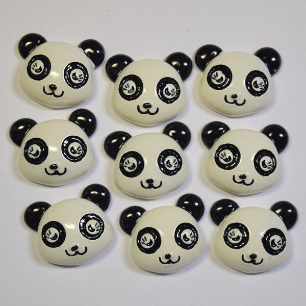 20mm PANDA BEAR Head Flatback Cabochon for Cellphones, Embellishment, Crafts, Scrapbooking (A7)